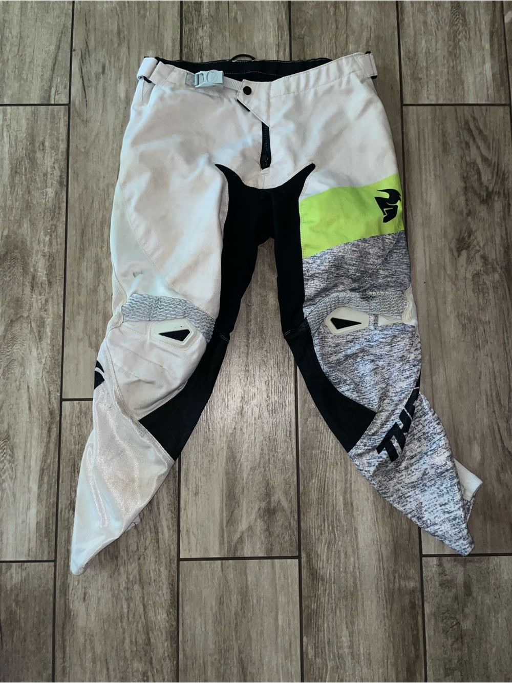 Thor Fuse High Tide White, Black & Neon Green Motocross Pants